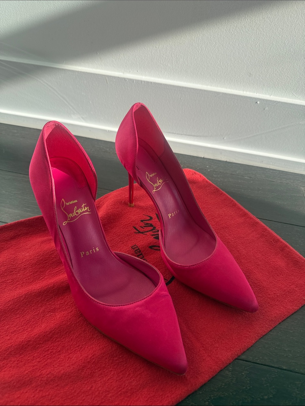 Christian Louboutin Pink Satin Iriza 100mm Pumps